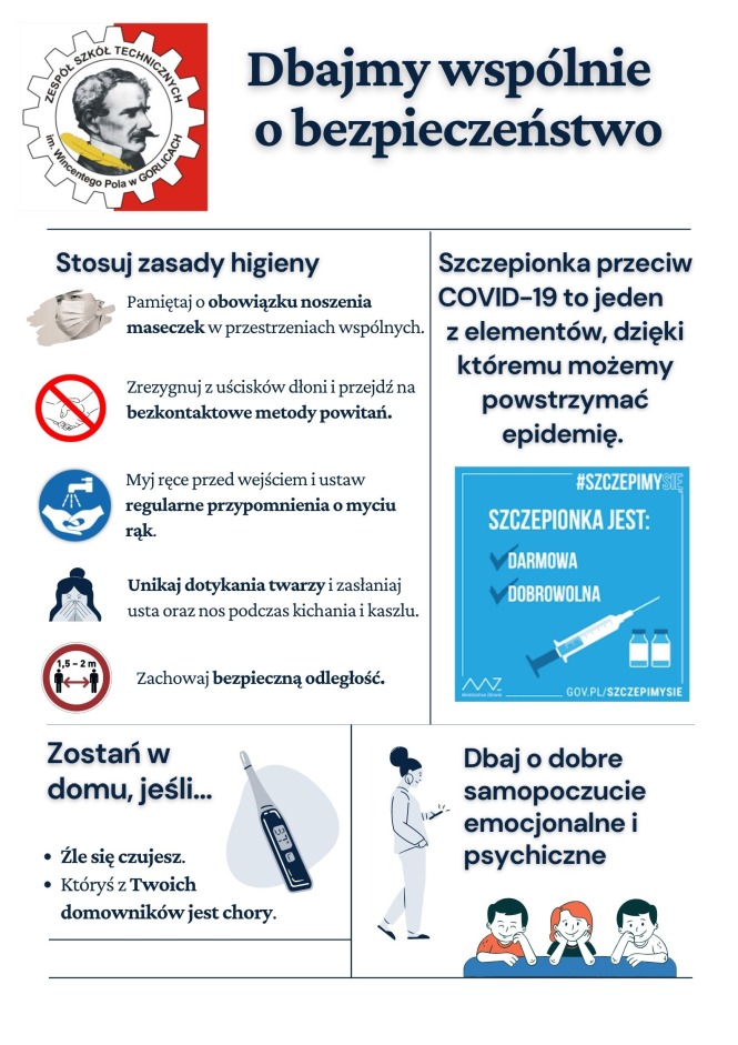 Plakat przypominający o zasadach higieny w pandemii