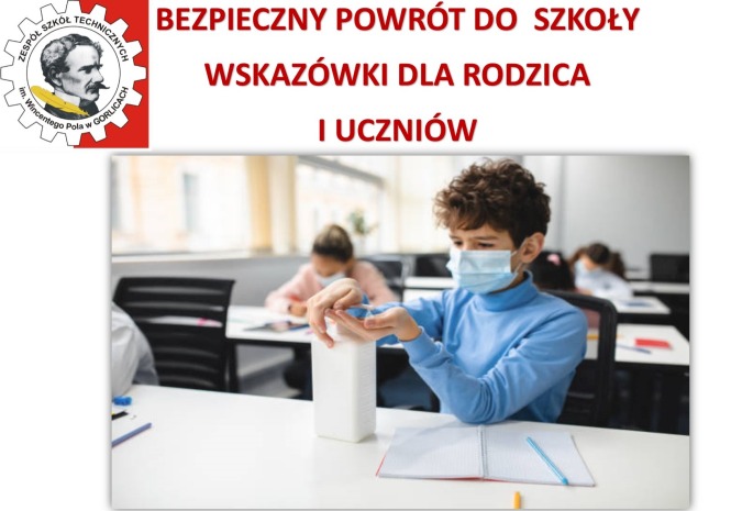 Zdjęcie z napisem o bezpiecznym powrocie do szkoły od 1 września