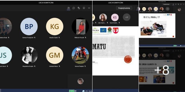Kolaż zdjęć z lekcji zdalnej na temat klimatu
