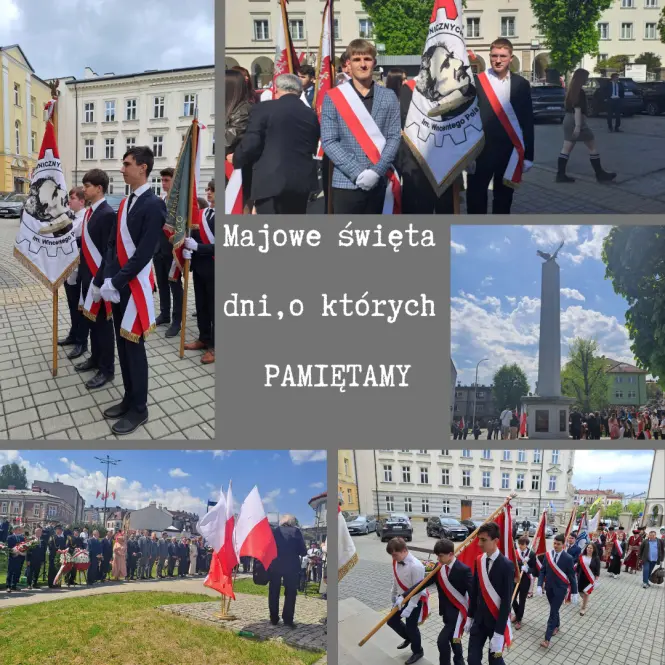 Kolaż zdjęć z uroczystości majowych